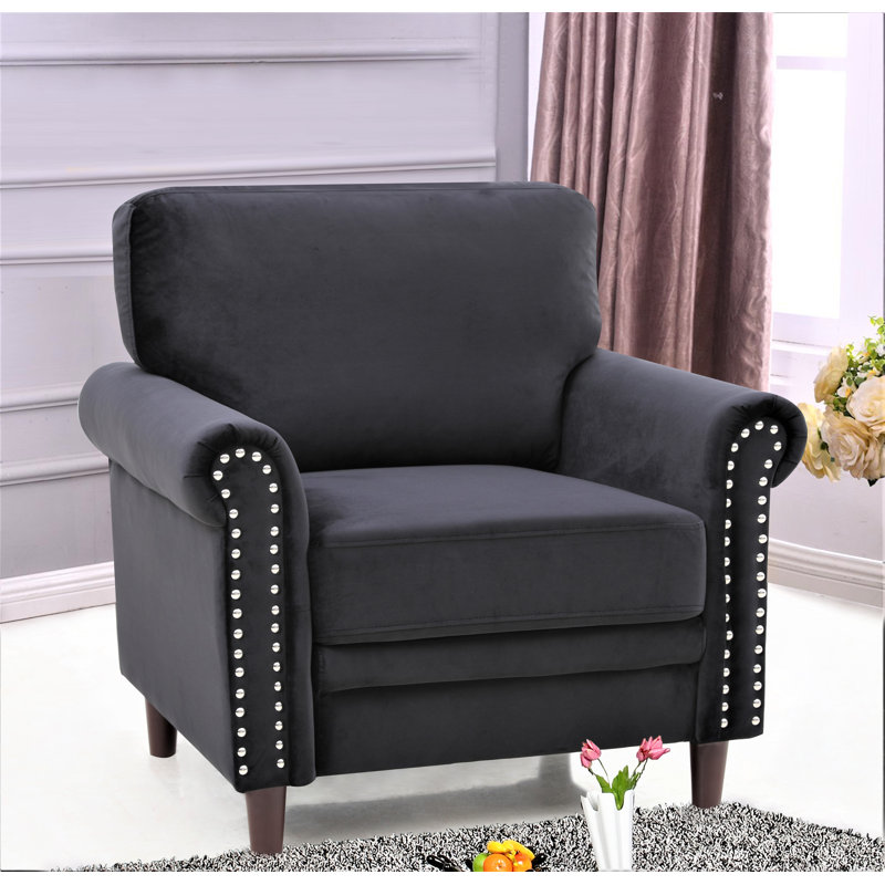 Lyme Velvet Chesterfield Chair, Black Velvet
