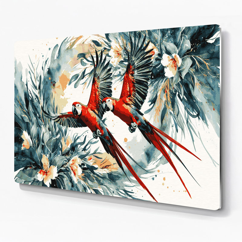 Oiseaux, art mural blanc, perroquet, roi australien, H 20 po x l 30 po