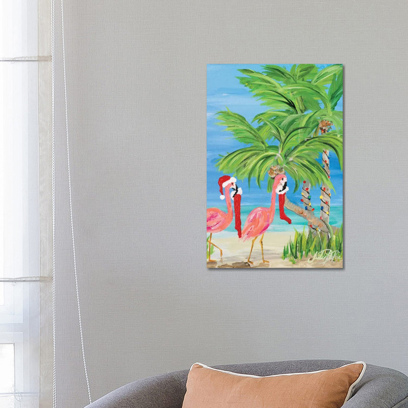 Flamingo Christmas I by Julie Derice - Wrapped Canvas Painting, 66.04 cm H x 45.72 cm W