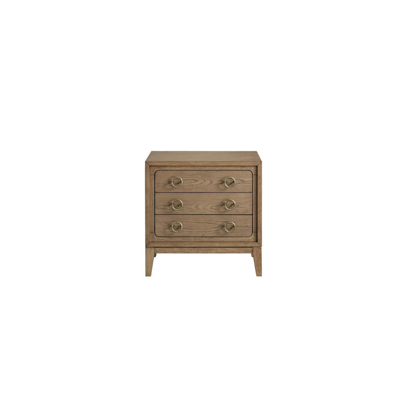 Table de chevet 3 tiroirs avec finition latte - Placages, conception moderne, dessus doublé de feutre, bas, poids de 77,77 lb, largeur des tiroirs de 26,57 po, profondeur de 16,5 po, poids
