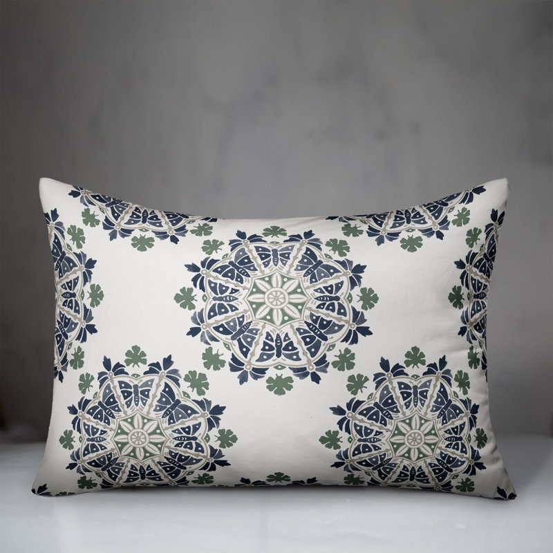 Amsden Outdoor Reversible Throw Pillow, Blue, Floral 2