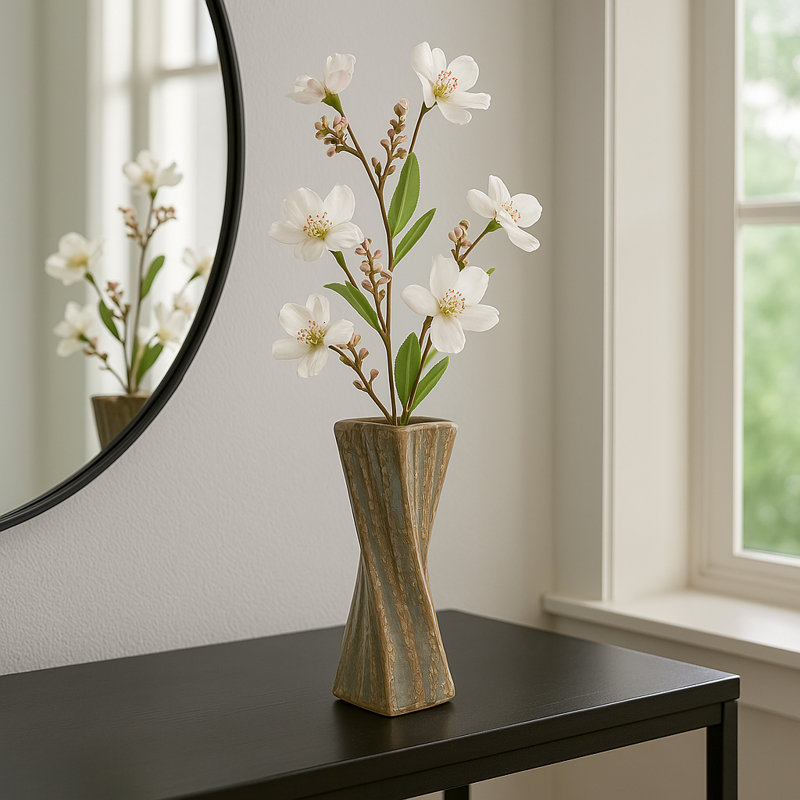 Stoneware Ceramic Vase with Drip Glaze - Modern Decorative Accent for Home Decor, 9" H x 3" W x 3" D