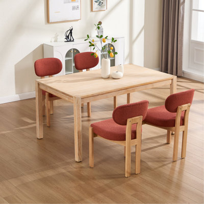 Wooden Dining Chairs Set of 2, Modern Fabric Upholstered Dining Room Chair Kitchen Chairs, Farmhouse Dinner Chair for Kitchen Dining Room