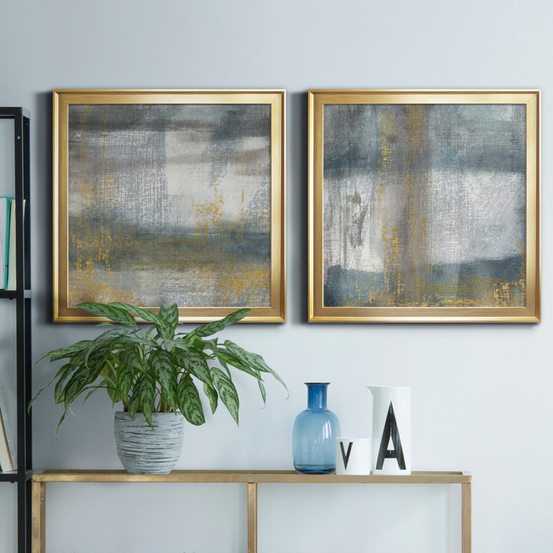 «Frost Valley Morning I», ensemble de 2 peintures sur toile encadrées, H 26,5 po x l 53 po x P 1,5 po, Or