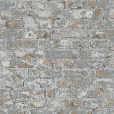 Ninti Industrial Effects Glass Stone Brick Effect Wallpaper Roll 10.05m x 53cm