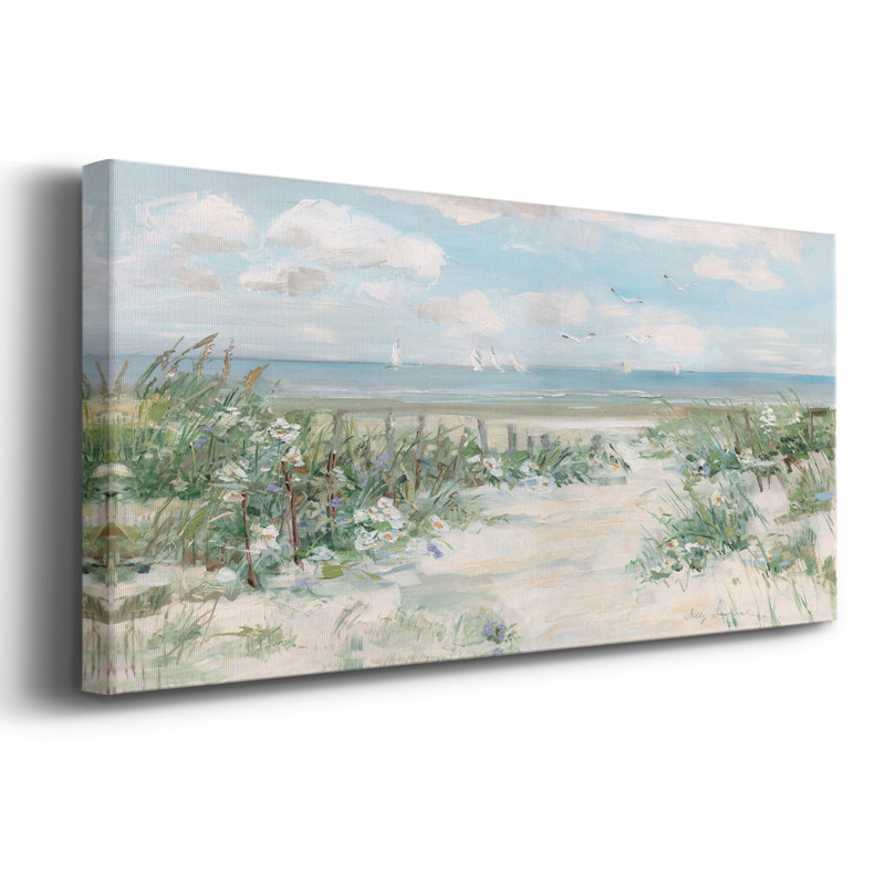 Plage de fleurs sauvages - Toile tendue avec châssis - Prêt à accrocher, H 20 po x l 50 po
