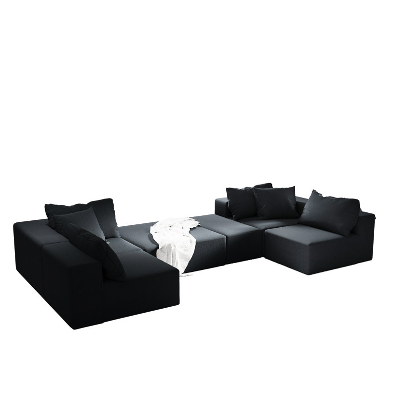 Salon en forme de L - 132 po, chenille, mousse 6 coussins, modulaire de chambre assorti pour la décoration en forme de 132 po,