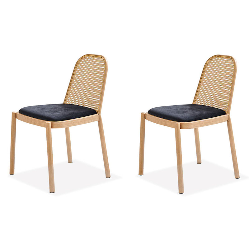 19.29" Black Solid back side Chair(Set of 2)