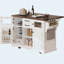 Îlot de cuisine 54,9 po avec rallonge, prise de courant, chariot de rangement de cuisine avec 4 tablettes de porte, portes de grange en croix et porte en verre visuel, îlot de cuisine roulant sur 4 roues pour la cuisine, la salle à manger, blanc-128964633