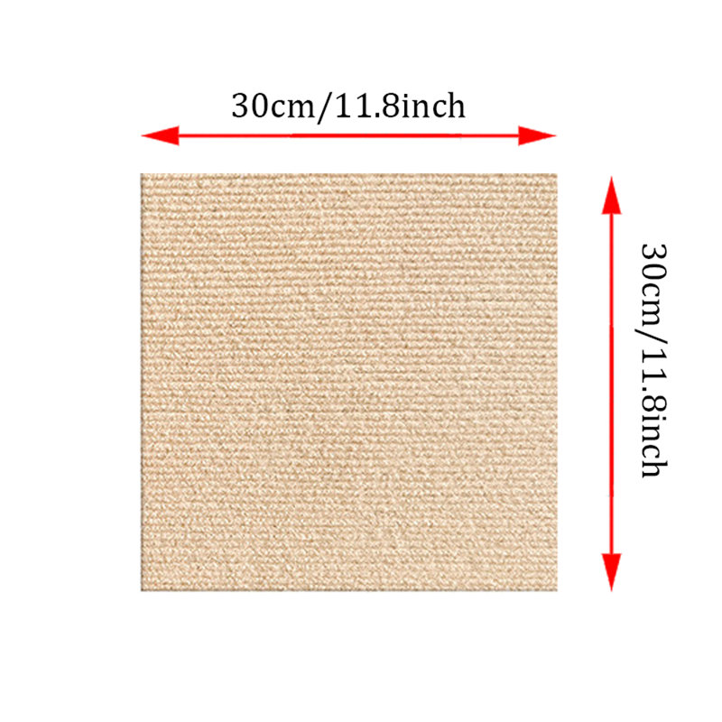 30cm W x 30cm L Level Cut And Loop Adhesive Polyester Carpet Tile, Beige