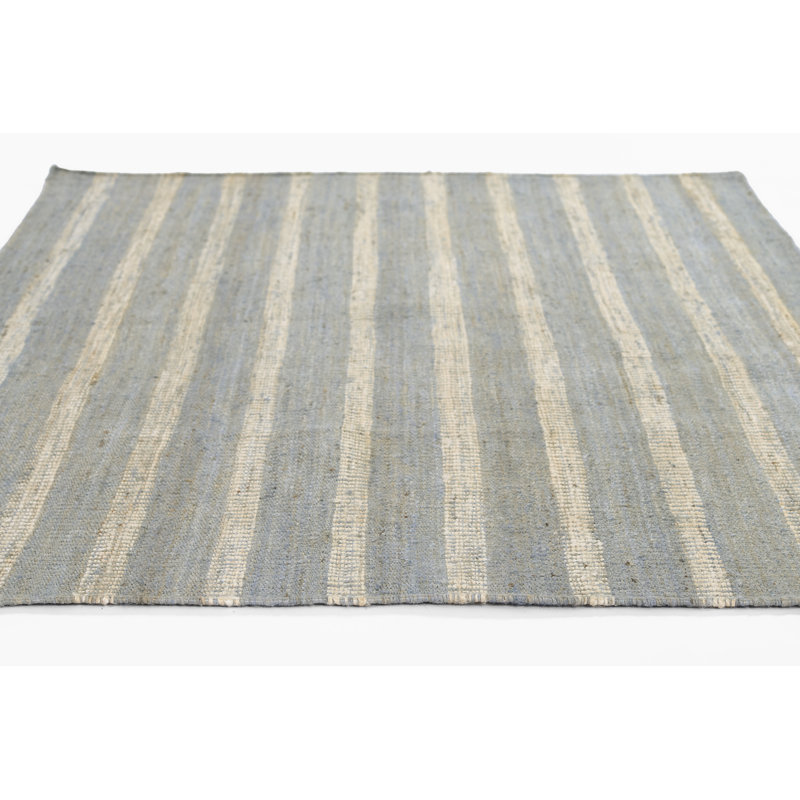 Momeni Jango Hand Woven Jute and Cotton Striped Blue Area Rug 8'10" X 11'10", Rectangle 8'10" x 11'10"
