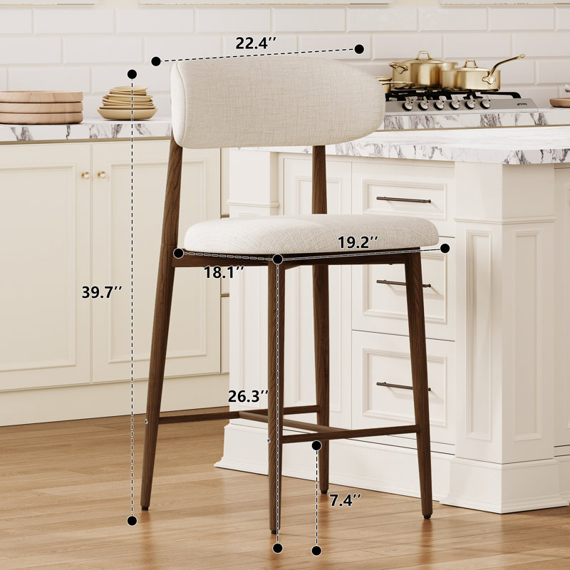 Ensemble de tabourets de bar beige moderne de style Mid-Century, 2, Brown