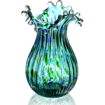 Green Glass Bubble Vase
