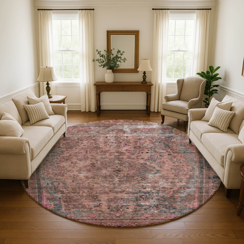 Premium Machine Washable Lampkins AMF1646 Global Rug, Round 8'