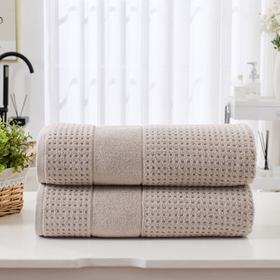 Kathy Ireland Waffle Textured Zero Twist Cotton Bath Towel Set