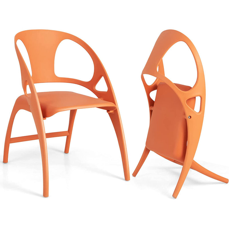 Adalgira Slat Back Folding Side Chair, Orange