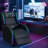Faux Leather PC & Racing Game Chair with RGB LED Lights and Massage Lumbar Support-469313376