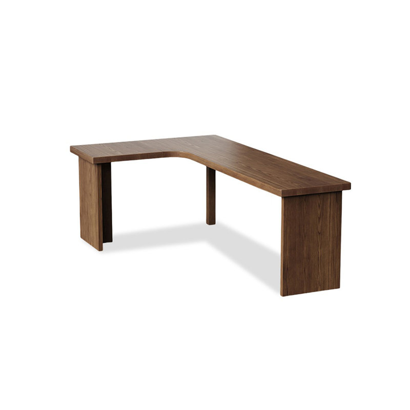 Bureau en bois massif en forme de L brun noisette, 29.53" H x 78.74" W x 47.24" D, Retour à gauche