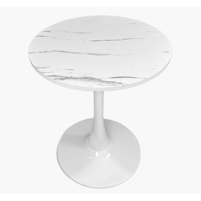 Marble Texture Round Table, Dining Table, Modern Dining Table, Kitchen Table, MDF Top and Steel Base Tulip Round Kitchen Table, Mid Century Coffee Table for Living Room 24 Inch