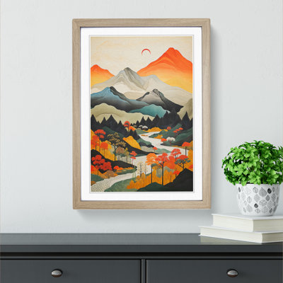 Japanese Mountains Constructivism No.2 - Framed Print