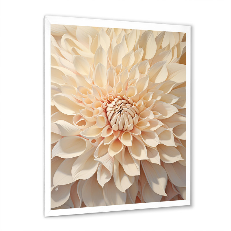 Minimalisme dahlia beige sur toile, H 20 po x l 12 po x P 1 po, Cadre simple blanc