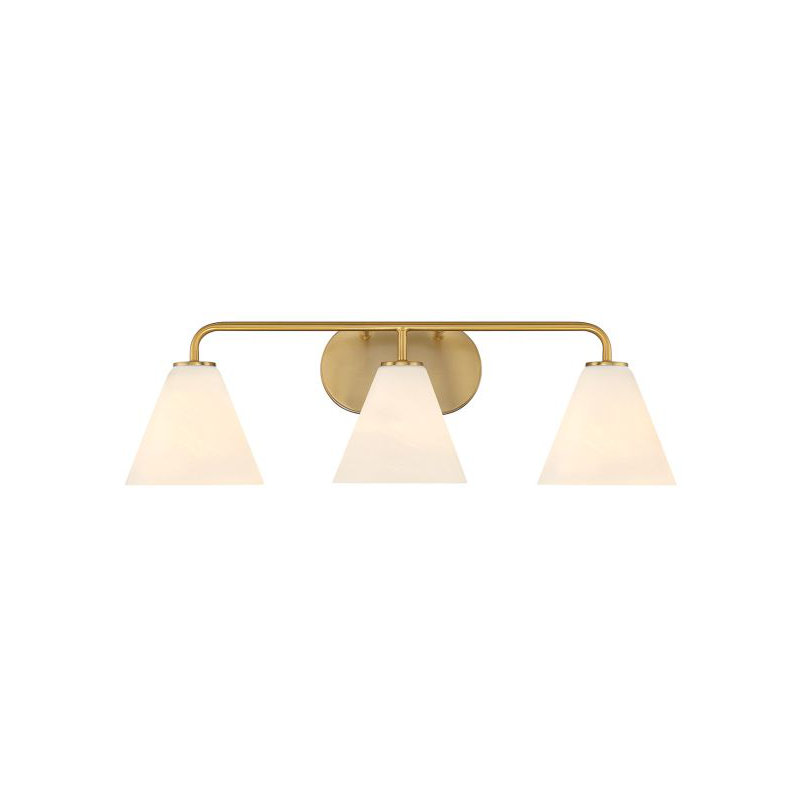  Falbo 3-Light Bathroom Vanity Light in Warm Brass, 3 Lights, 8" H x 25.5" W x 25.5" D, Brass