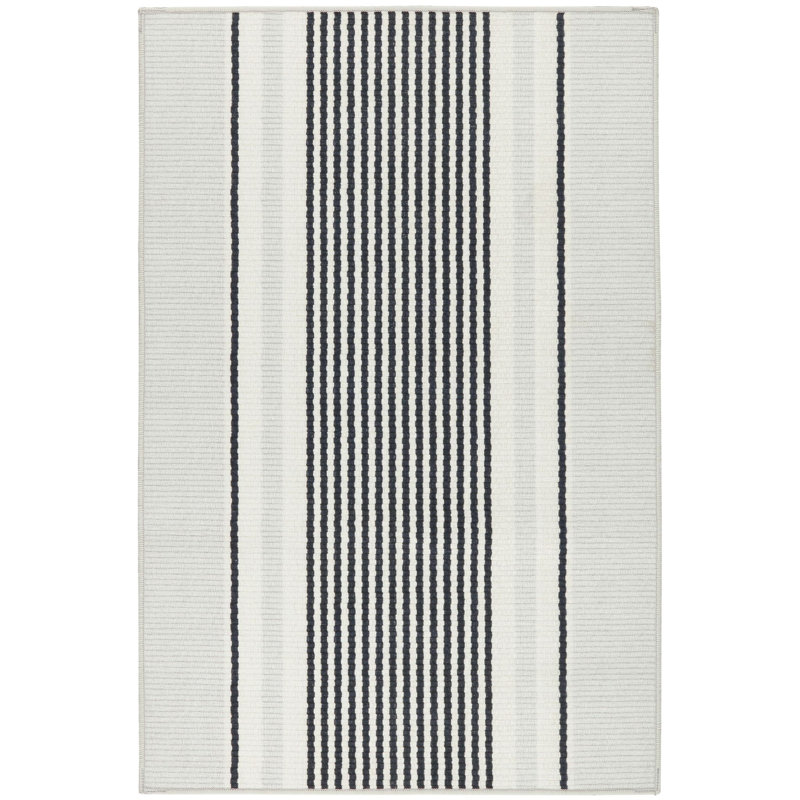 Gunner Stripe Grey Machine Washable Rug, Rectangle 6' x 9'