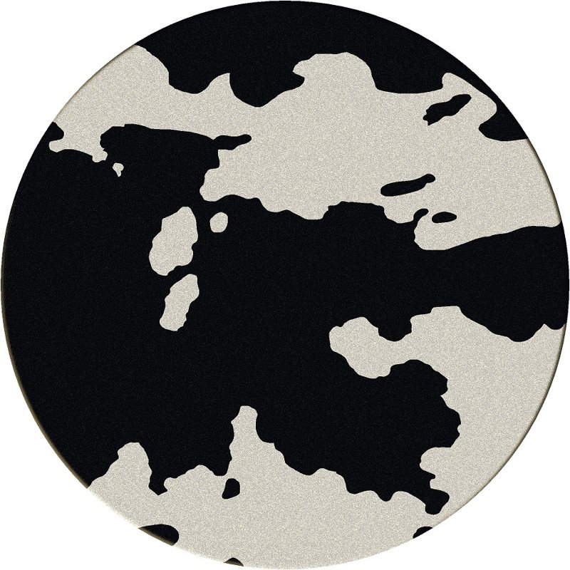 Arinze Faux Cowhide Animal Print Indoor Rug, Round 7'7"