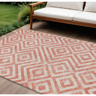 Tapis intérieur / extérieur lavable 9 pi x 12 pi saumon et ivoire
