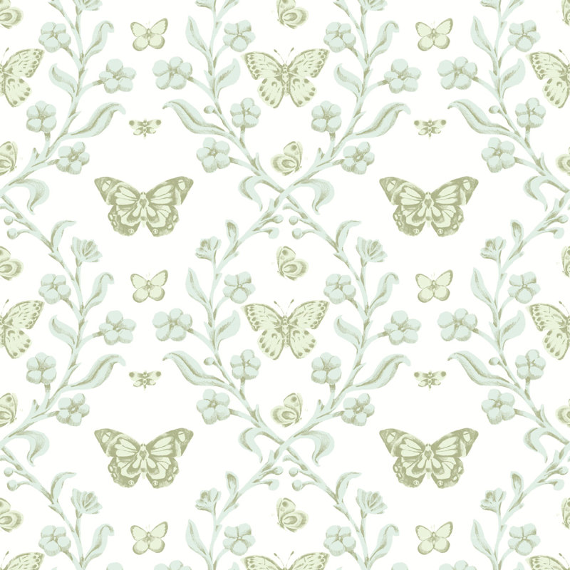 Butterfly Garden - Wallpaper, Morning Glow, Peel & Stick