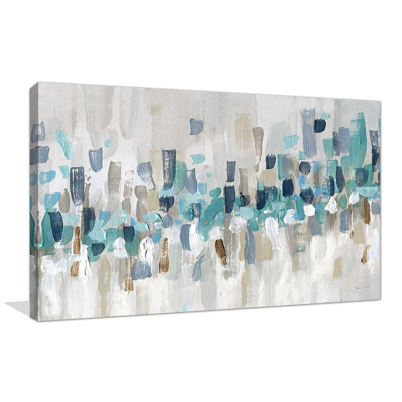 Staccato Blue II par - Peinture, Toile tendue, H 24 po x l 40 po x P 1,5 po