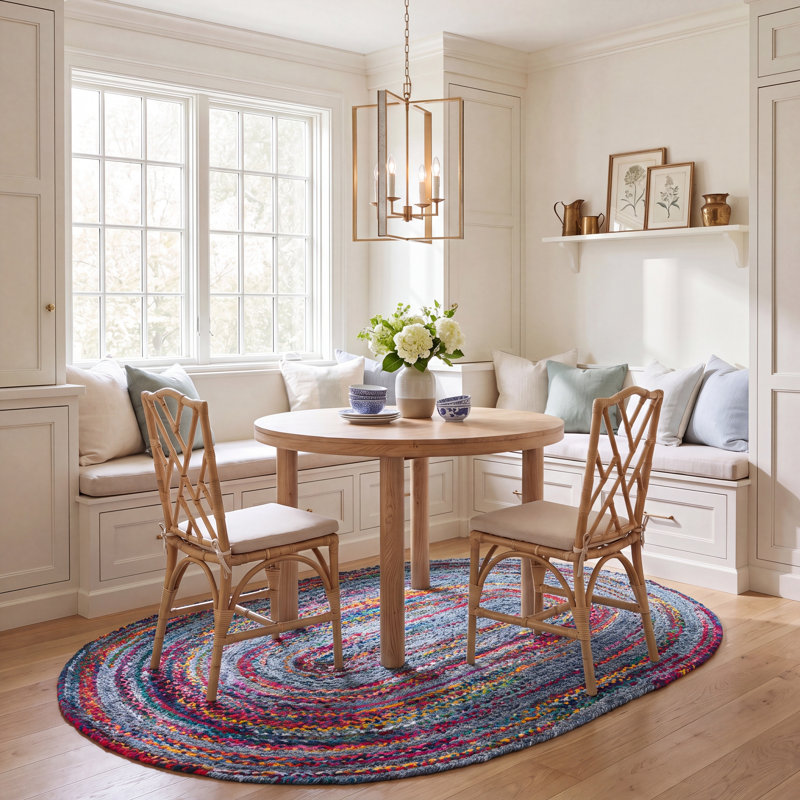 Asht Hand Woven Cotton Rug, Oval 5' x 8'