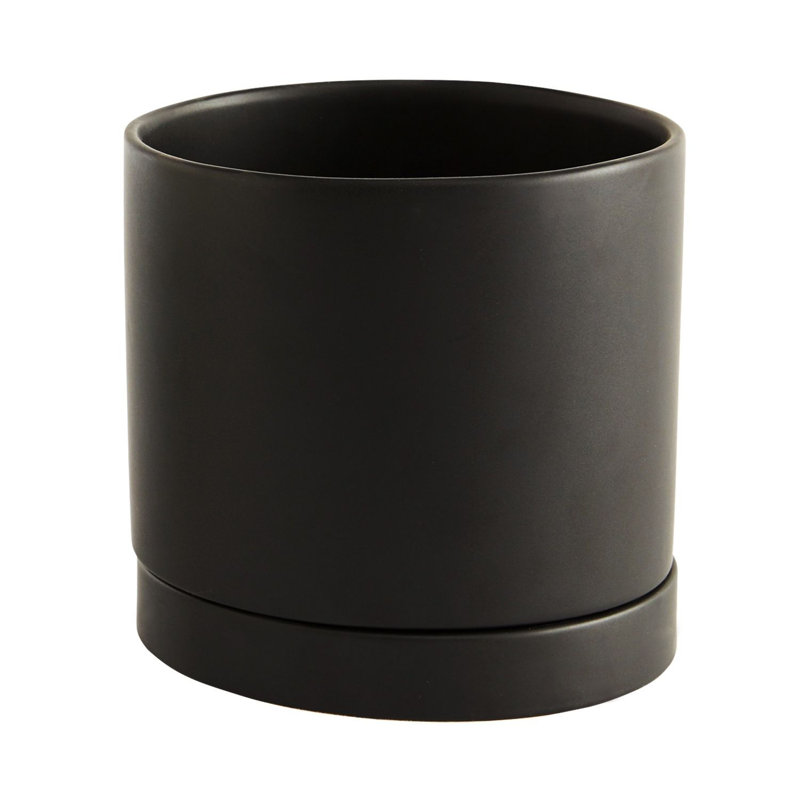 Pot de fleurs en céramique Carlotta, H 7 po x l 7 po x P 7 po, Noir