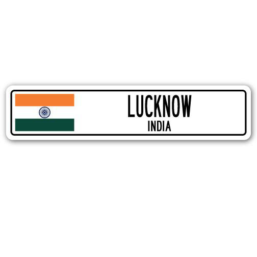 Plaque de rue en aluminium à drapeau de Luck maintenant, Inde, H 8 po x l 36 po x P 1 po