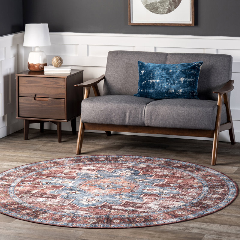 Zena SpinClean Medallion Machine Washable Area Rug, Round 8'