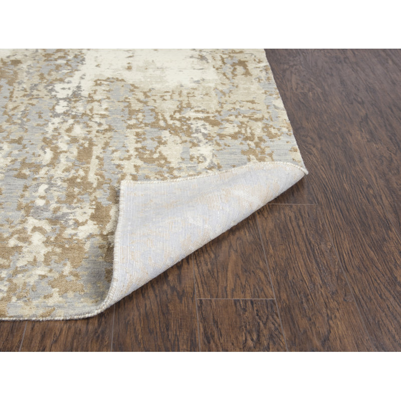 Tapis beige / gris en laine Power Loom, Tapis de couloir beige