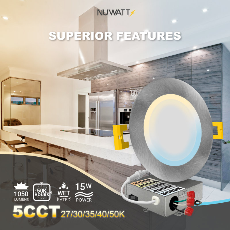 NuWatt Brushed Nickel Ultra Thin LED Recessed Downlight 12-Pack