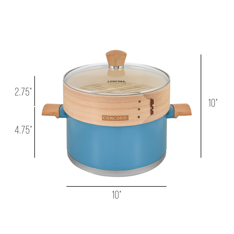 Concord Cookware Stainless Steel Steamer Pot, Lagoon/Bamboo