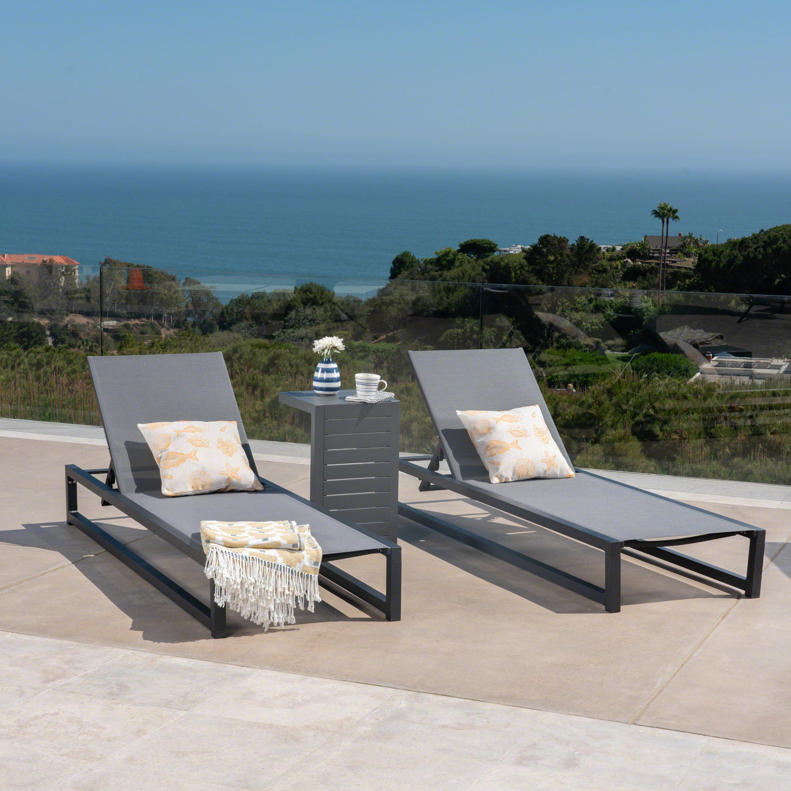 Gallatin 27" Patio Chaise Lounge Set