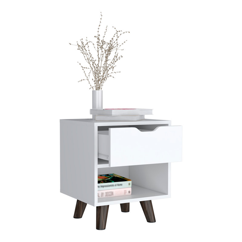 Table de chevet de style contemporain, Blanc
