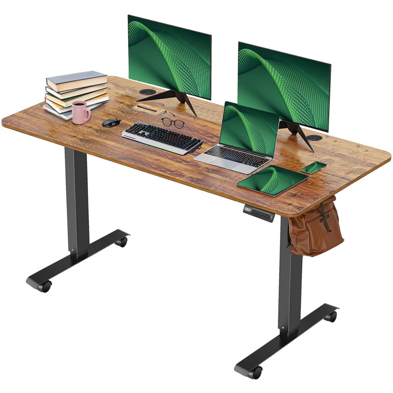 Bureau debout à hauteur ajustable Arillia, Brun / noir, L 48 po x P 24 po