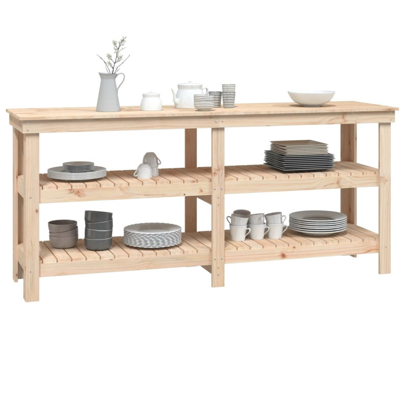 Bartucca Workbench Wooden Surface, Brown, 80cm H x 181cm W x 50cm D.