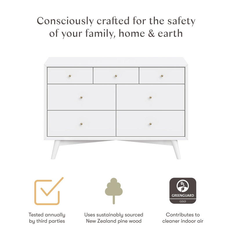 Palma 7-Drawer Assembled Double Dresser, White