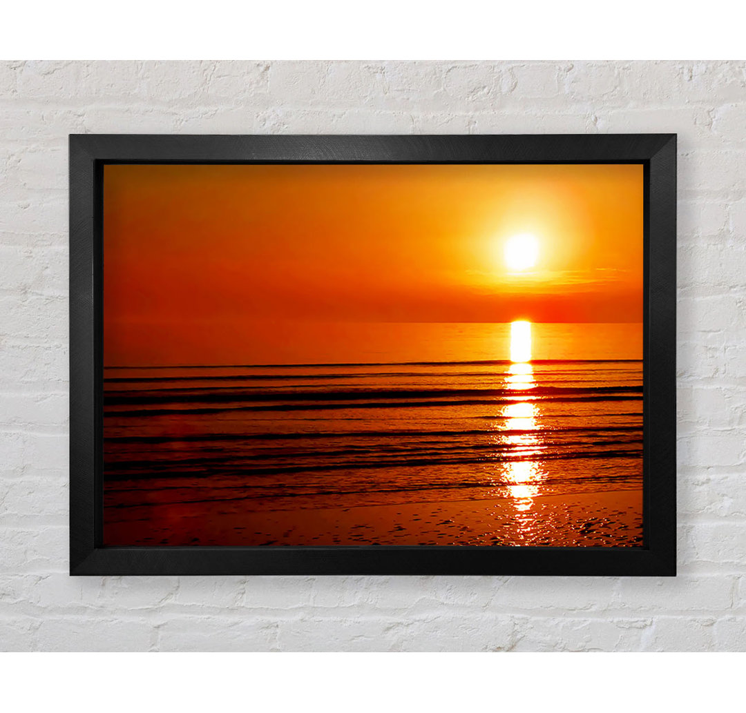 The Oceans Sun Reflection Orange Gerahmter Druck Wandkunst