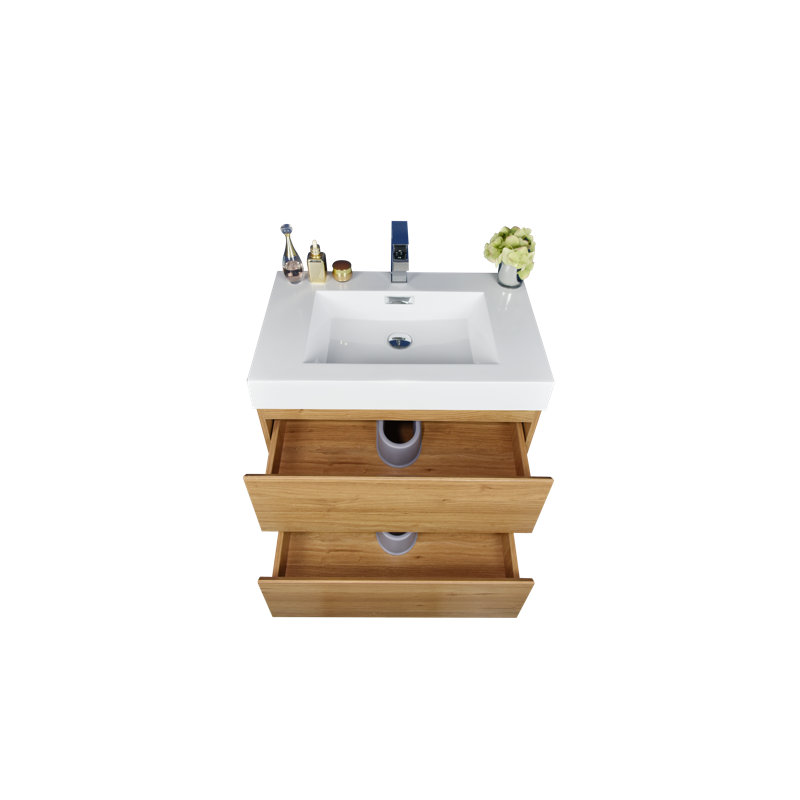 23.3'' Wall Mounted Single Bathroom Vanity Base Only, Natural Oak