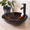 Lavabo de salle de bain vasque circulaire en verre trempé avec robinet