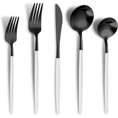 Ensemble de couverts 30 pièces en acier inoxydable pour 6 personnes, ensemble de couverts modernes brossés au fini satiné, comprenant couteaux, fourchettes et cuillères, va au lave-vaisselle