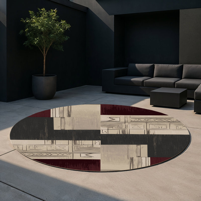 Tapis intérieur et extérieur Opulent Odyssey, Rond 5 pi