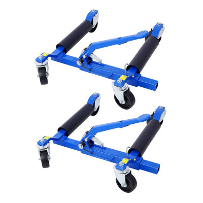 Ensemble de 2 patins à roulettes en aluminium avec roues universelles pour le positionnement du véhicule, bleu