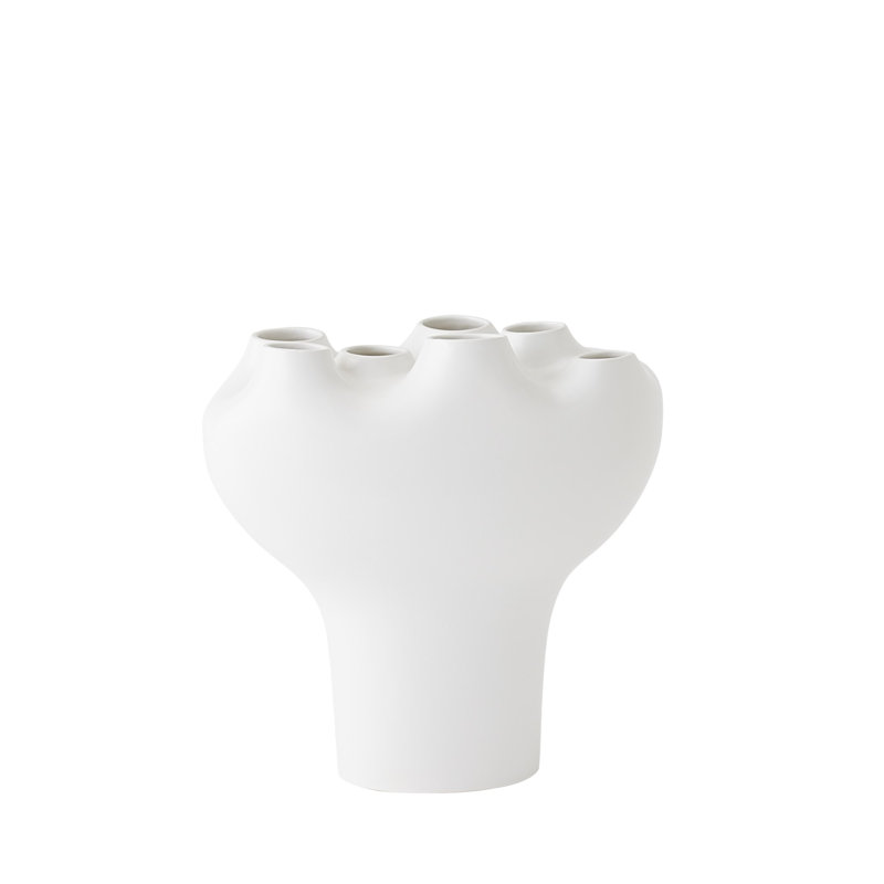 Geyser Handmade Earthenware Table Vase, White